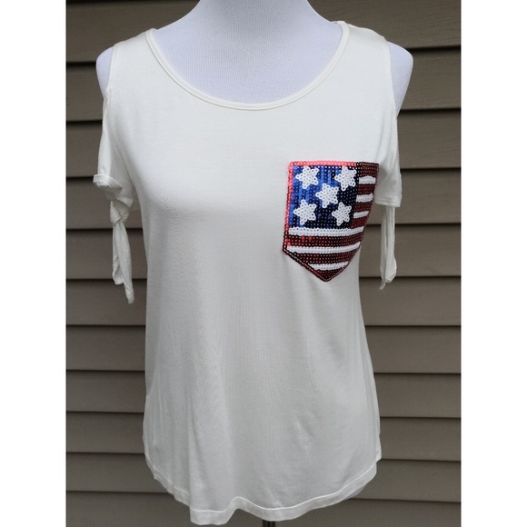 Yoyo 5 Tops - USA Sequins Pocket Square Blouse
